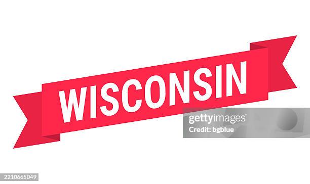 wisconsin - red banner on white background - wisconsin vector stock illustrations