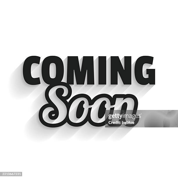 stockillustraties, clipart, cartoons en iconen met coming soon. icon with long shadow on white background - aankondigingsbord