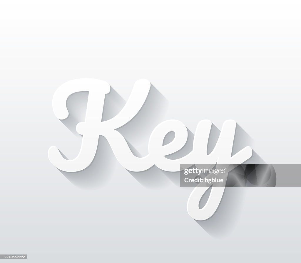 Key Flat Design Key Flat Design With Paper Cut Effect On Blank Background High-Res ...