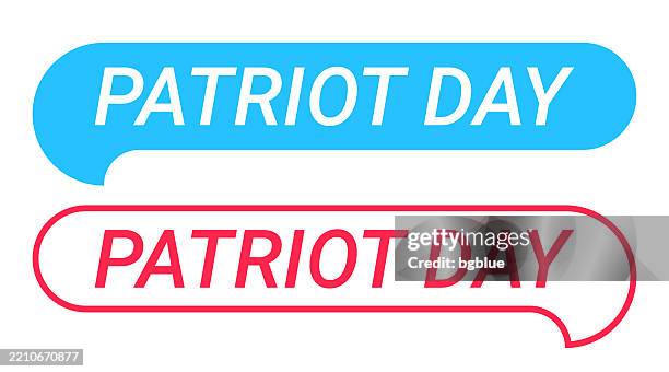 patriot day - blue and red speech bubble on white background - september 11 icon stock illustrations