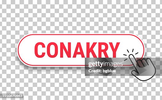 Conakry - 3D click web button with hand cursor on blank background Conakry - 3D click web button with hand cursor on blank background