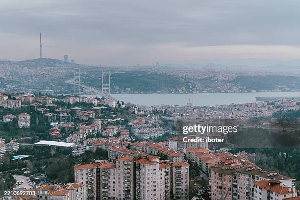 urban transformation in istanbul, modern architecture, snowy cityscape - urban renewal stock pictures, royalty-free photos & images