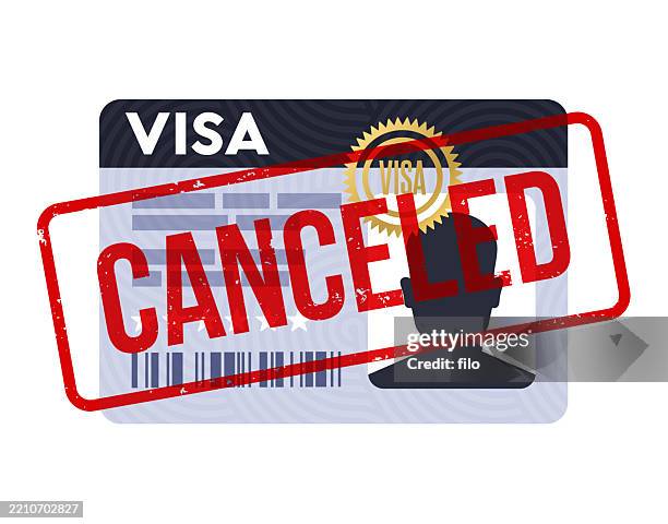 ilustraciones, imágenes clip art, dibujos animados e iconos de stock de tarjeta de identificación visa cancelada - sello de pasaporte