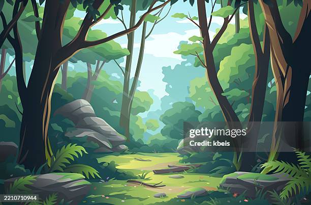 ilustrações de stock, clip art, desenhos animados e ícones de beautiful forest scenery - mata