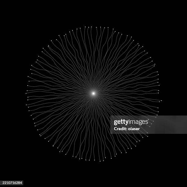 radial uneven lines with glowing ends - chaos stock illustrations