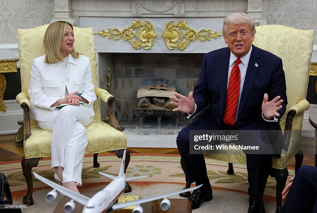 President Trump Meets With Visiting Italian Prime Minister Giorgia Meloni At The White House