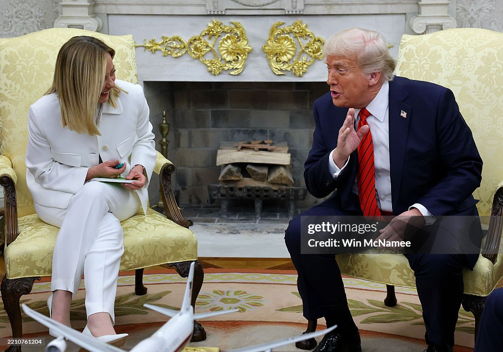 President Trump Meets With Visiting Italian Prime Minister Giorgia Meloni At The White House