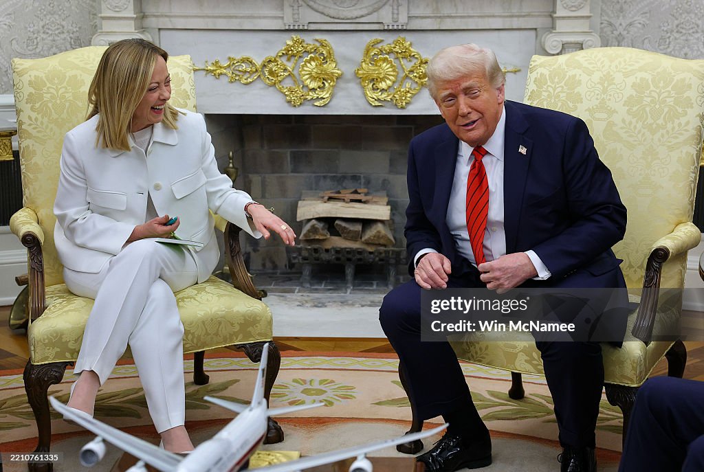 President Trump Meets With Visiting Italian Prime Minister Giorgia Meloni At The White House