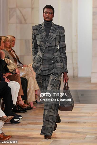 Model walks the runway for the Ralph Lauren Collection Fall 2025 on April 17, 2025 in New York City.