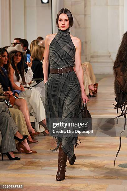 Model walks the runway for the Ralph Lauren Collection Fall 2025 on April 17, 2025 in New York City.