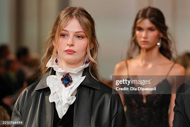 Model walks the runway for the Ralph Lauren Collection Fall 2025 on April 17, 2025 in New York City.