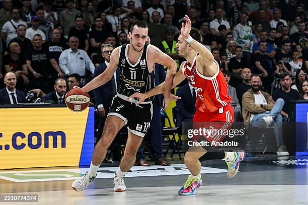 Aleksej Pokusevski of Partizan in action during Adriatic ABA League basketball match between Partizan and Crvena Zvezda in Belgrade, Serbia on April...