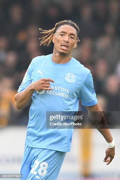 Sean Clare participates in the Sky Bet League 1 match between Cambridge United and Leyton Orient at the Cledara Abbey Stadium in Cambridge, on April...