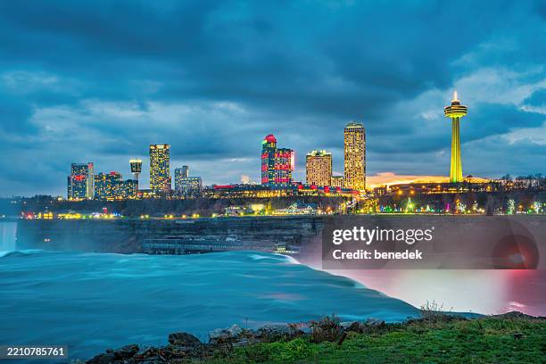 niagara falls downtown skyline canada - river niagara stock pictures, royalty-free photos & images
