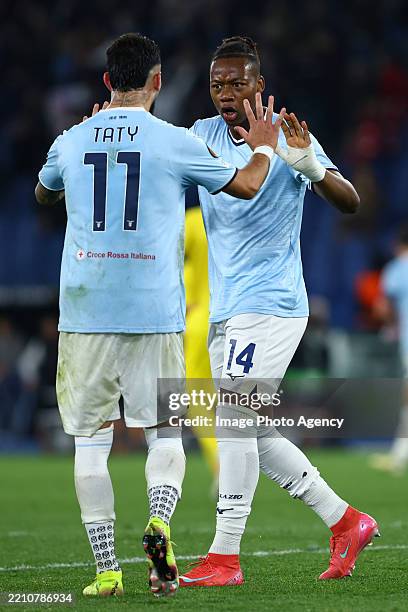 Tijjani Noslin of Lazio celebrates his goal during the UEFA Europa League 2024/25 Quarter Final Second Leg match between S.S. Lazio and FK Bodo/Glimt...