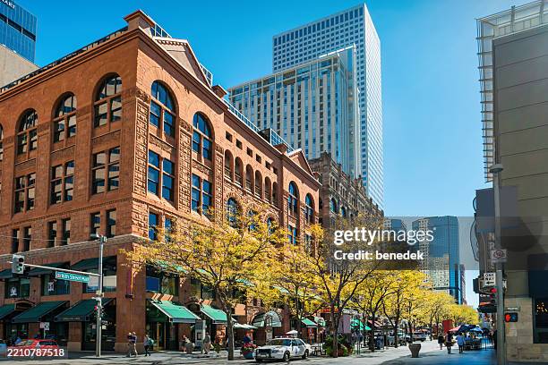 downtown denver colorado 16th street mall usa - benedek stock pictures, royalty-free photos & images