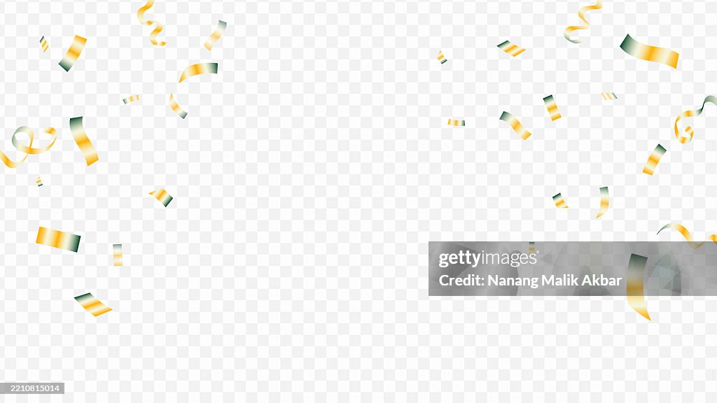 Gold Confetti Falling with Transparent Background