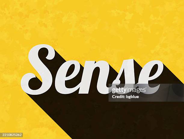 sense - text with long shadow on textured yellow background - basic instinct stock illustrations