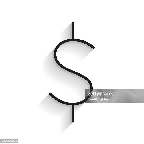 dollar symbol. line icon with long shadow on white background - 3d s stock illustrations