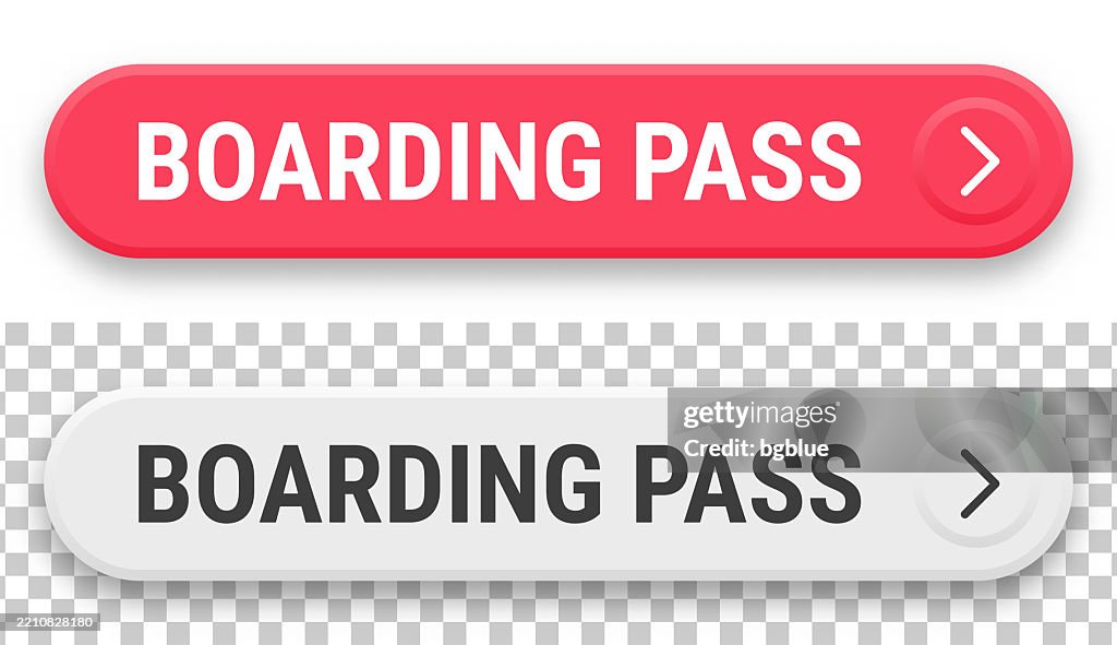Boarding Pass 3d Click Web Buttons On Blank Background High-Res Vector ...