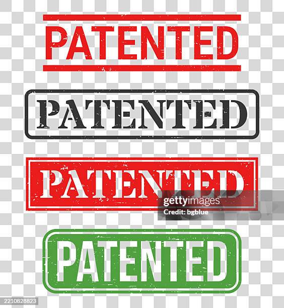 patented - rubber stamp set on blank background - copyright symbol transparent background stock illustrations