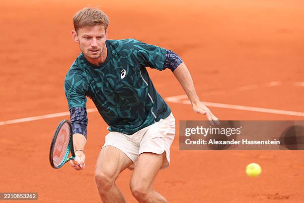 David Goffin of Belgium in action during his quarter final match against Francisco Cerundolo of Argentina on day seven of the BMW Open at MTTC...