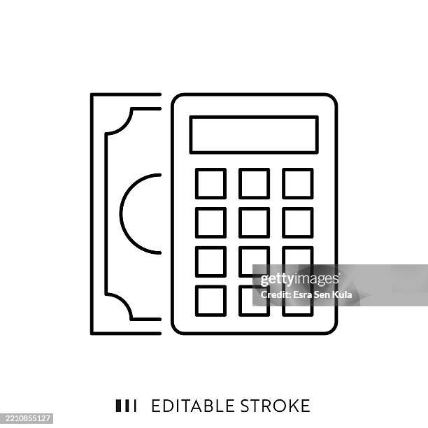 budgetierung von liniensymbolen mit editierbarem strich. - haushaltskosten stock-grafiken, -clipart, -cartoons und -symbole