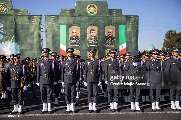 Soldiers from Iran's land, navy, air force and special forces parade on the occasion of National Army Day in Tehran, capital of Iran on April 18,...