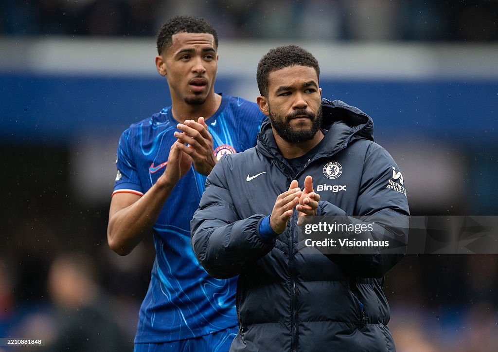Pj Reece Reece James and Levi Colwill of Chelsea applaud the home fans after ...