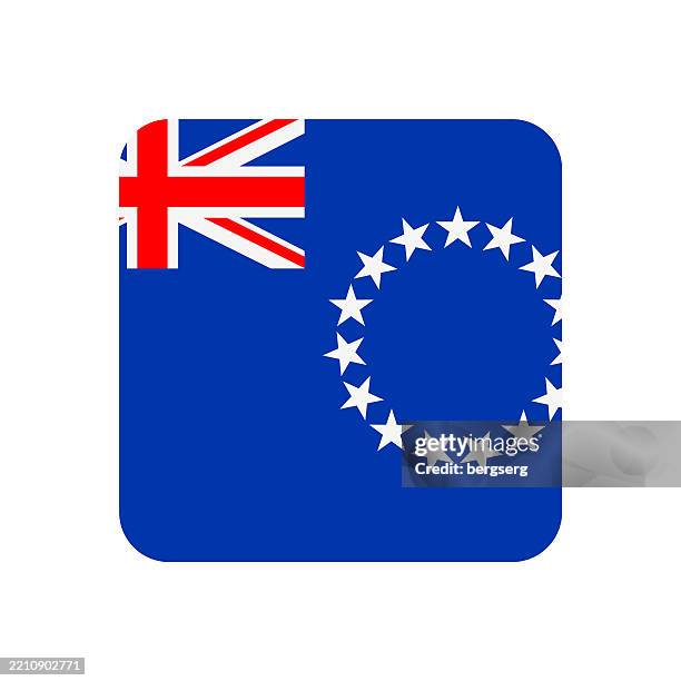 the cook islands flag. square flat icon. vector illustration - cook islands stock illustrations