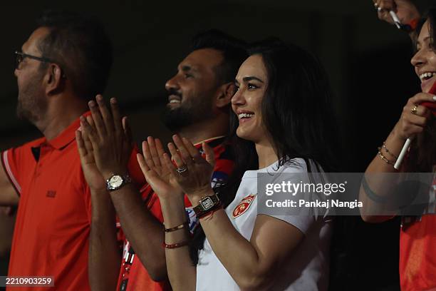 Preity Zinta co-owner of Punjab Kings during the 2025 IPL match between Royal Challengers Bengaluru and Punjab Kings at M Chinnaswamy Stadium on...