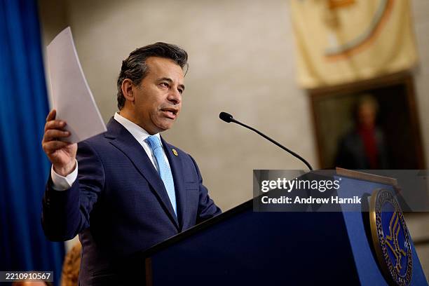 Food and Drug Administration Commissioner Marty Makary speaks during a news conference at the Health and Human Services Department on April 22, 2025...