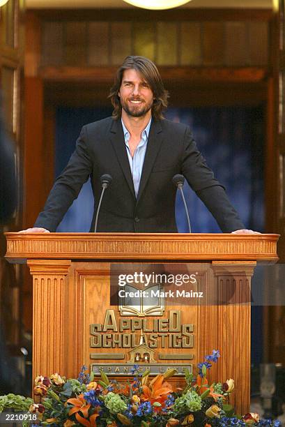 Actor Tom Cruise attends the grand opening of Applied Scholastics International new headquarters on July 26, 2003 in St.Louis, Missouri. Applied...