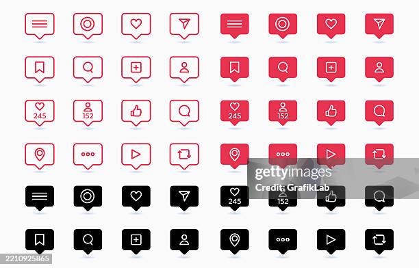 illustrations, cliparts, dessins animés et icônes de collection de designs d’icônes de médias sociaux - followers des médias sociaux