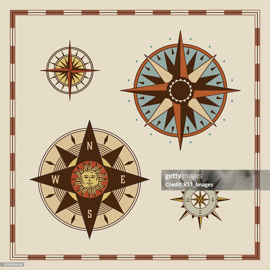 Cool Compas Roses Vintageinspired Compass Rose Designs High-Res Vector Graphic - Getty Images