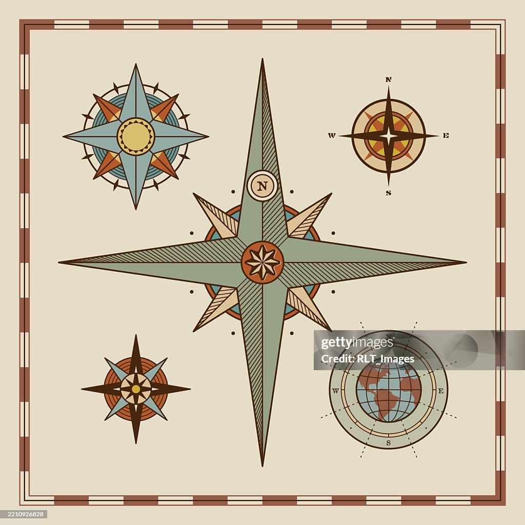 Vintageinspired Compass Rose Designs High-Res Vector Graphic - Getty Images