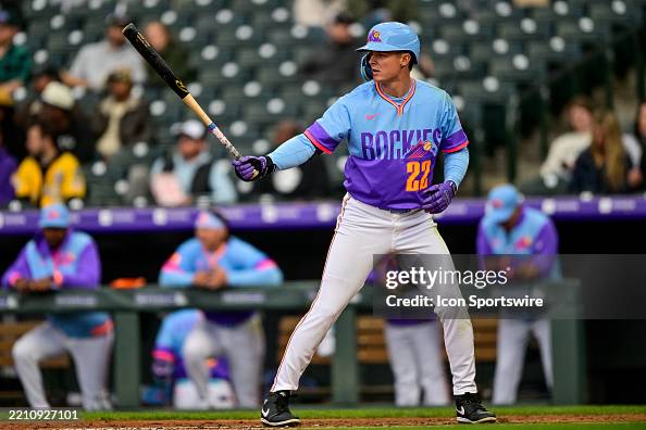 Colorado Rockies center fielder Mickey Moniak bats during a game