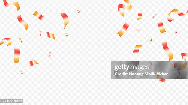 gold confetti falling with transparent background - confetti falling transparent stock illustrations
