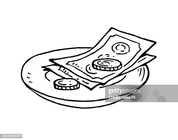 hand drawn gratuity illustration - dining hall stock illustrations