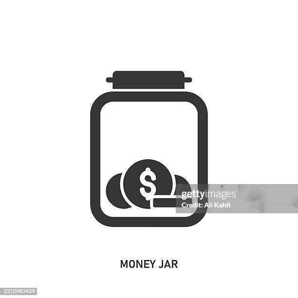 money jar glyph solid icon. solid icon that can be applied anywhere, simple, pixel perfect and modern style. - change jar stock illustrations