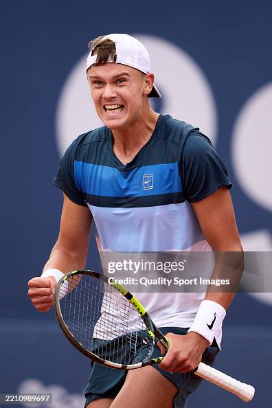 Holger Rune of Denmark celebrates after winning match point against ...