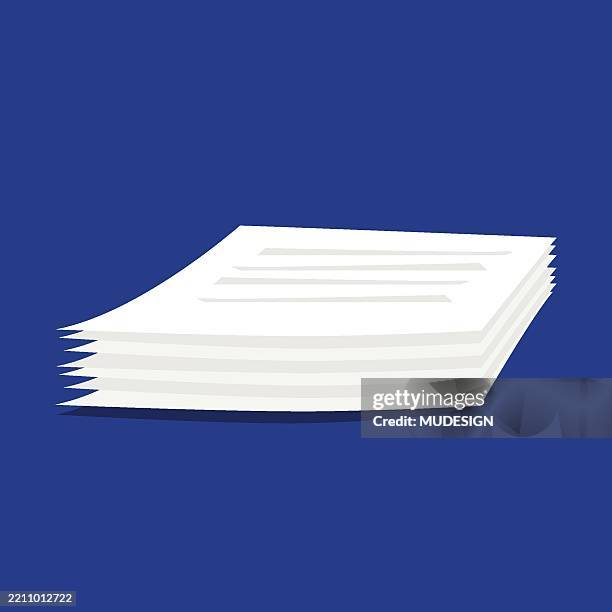 stack of white paper sheets on blue background vector - piles of paperwork stock illustrations