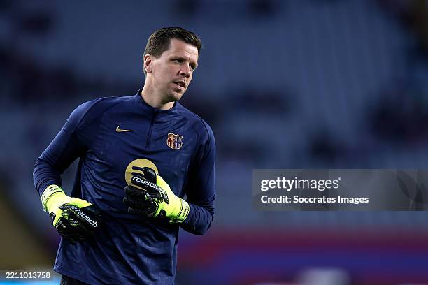 Wojciech Szczesny of FC Barcelona during the warming up during the LaLiga EA Sports match between FC Barcelona v Real Mallorca at the Lluis Companys...