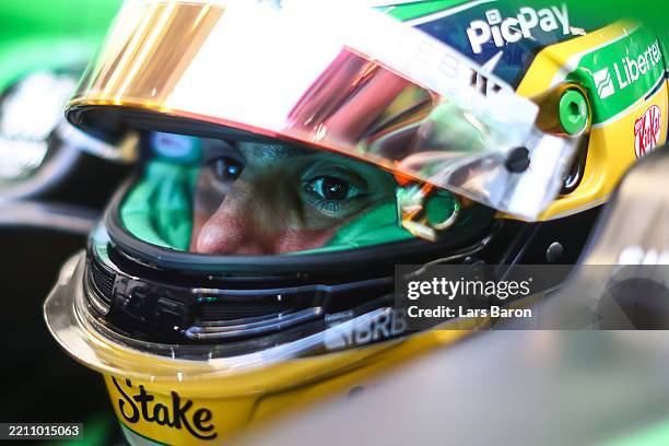 Gabriel Bortoleto of Brazil and Stake F1 Team Kick Sauber prepares to drive during final practice ahead of the F1 Grand Prix of Saudi Arabia at...
