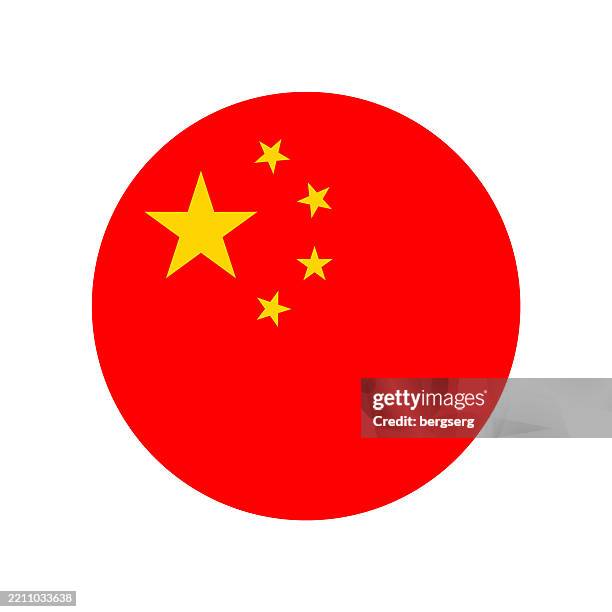 illustrations, cliparts, dessins animés et icônes de drapeau chinois. icône plate ronde. illustration vectorielle - drapeau chinois