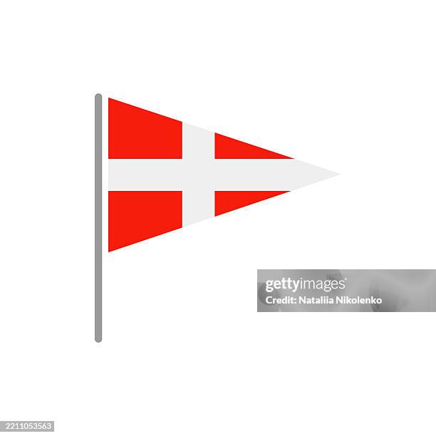 denmark - flag pin flat triangular icon. - danish flag vector stock illustrations