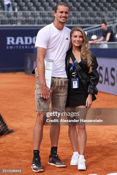 Sophia Rix Alexander Zverev of Germany poses with his girlfriend Sophia Thomalla ...