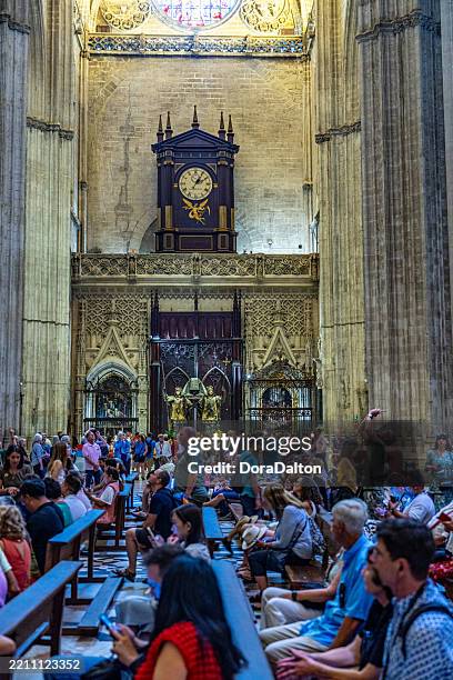 interior view of seville cathedral, spain - seville cathedral stock pictures, royalty-free photos & images