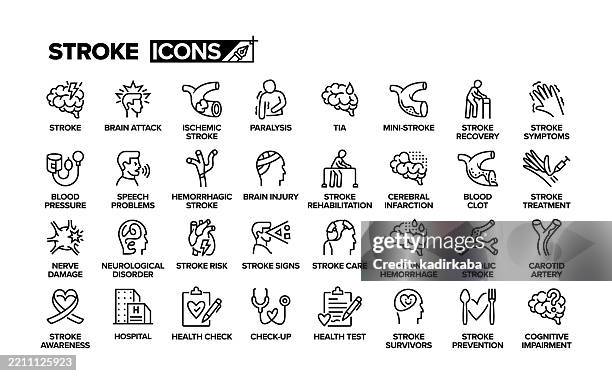 ilustraciones, imágenes clip art, dibujos animados e iconos de stock de conjunto de iconos de línea de trazo. grupo de objetos. - ictus