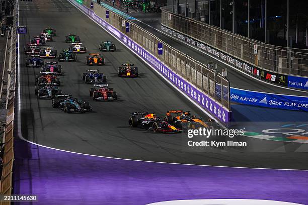 The race start during the F1 Grand Prix of Saudi Arabia at Jeddah Corniche Circuit on April 20, 2025 in Jeddah, Saudi Arabia.
